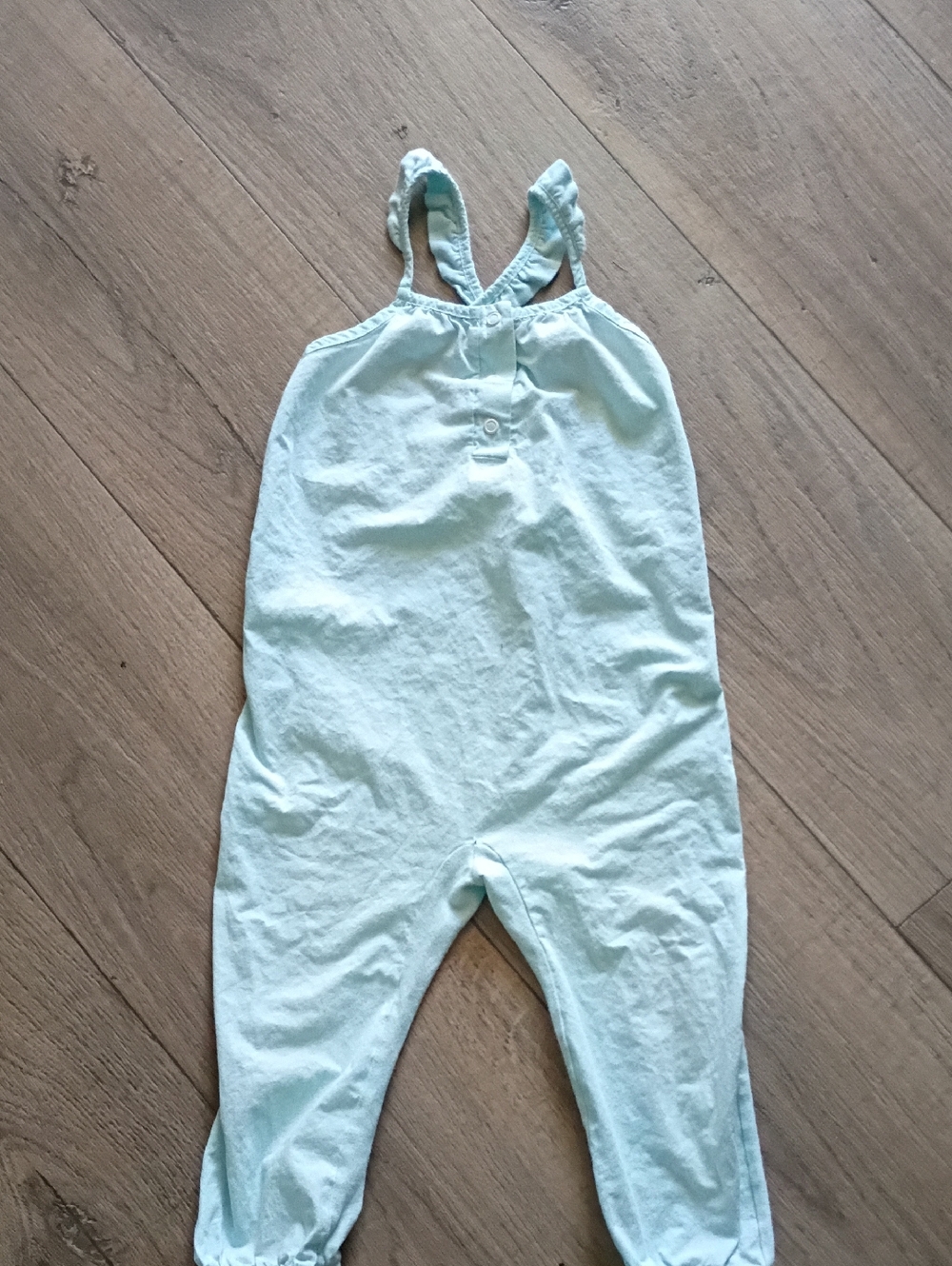 Zara Baby Mint Green Cotton Romper Crisscross Ruffle Summer Spaghetti Straps